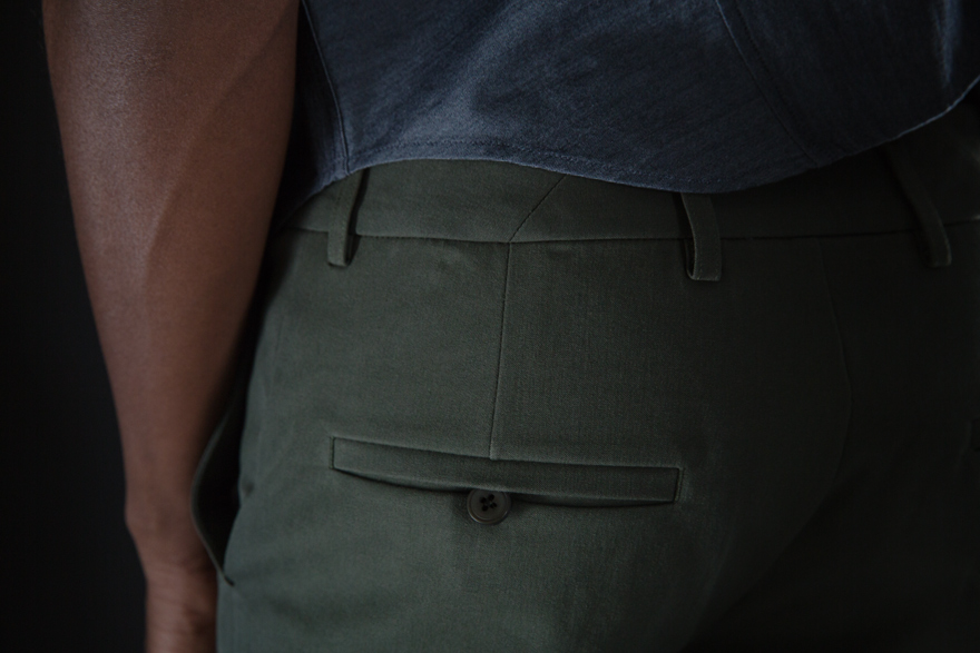 Outlier - 60/30 Trousers (Olive Detail Shot)