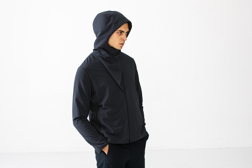 Outlier - EXPERIMENT 047 - ALPHACHARGE HOODED COWLNECK (story, hood on far)