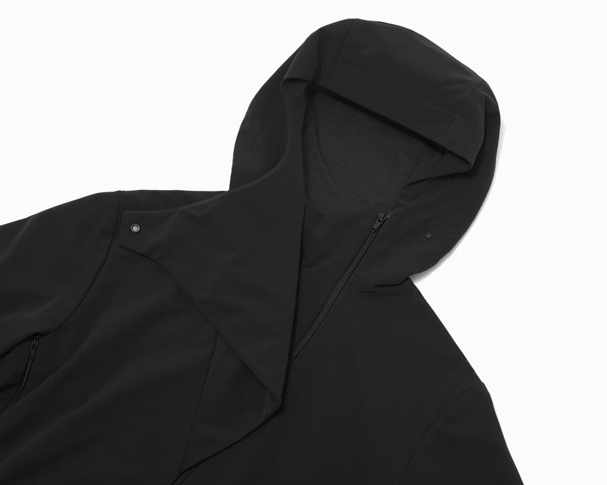 Outlier - EXPERIMENT 047 - ALPHACHARGE HOODED COWLNECK (flat, black hood detail)