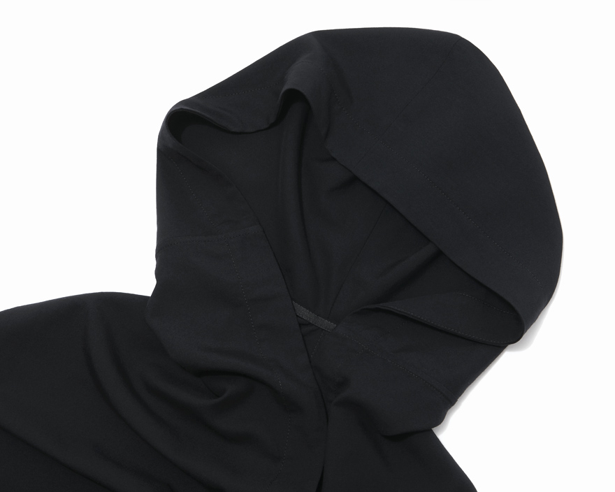 Outlier - Experiment 061 - Blackmerino Hooded Scarf (flat, hood)