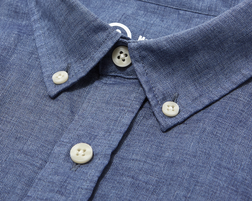 Outlier - Breezy Linen Short Sleeve (flat, collar detail)