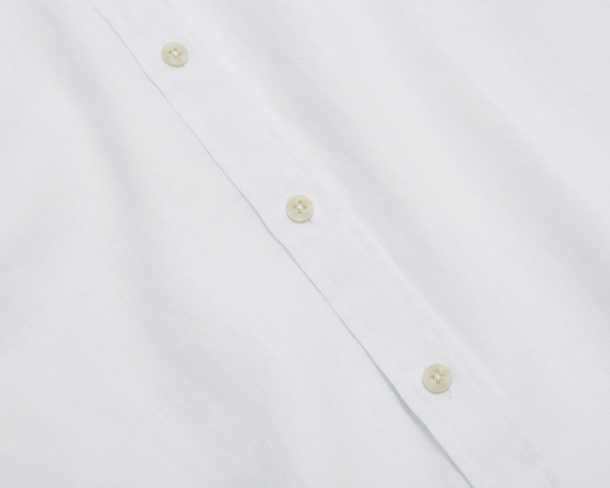 Outlier - Breezy Linen Short Sleeve (flat, placket detail)