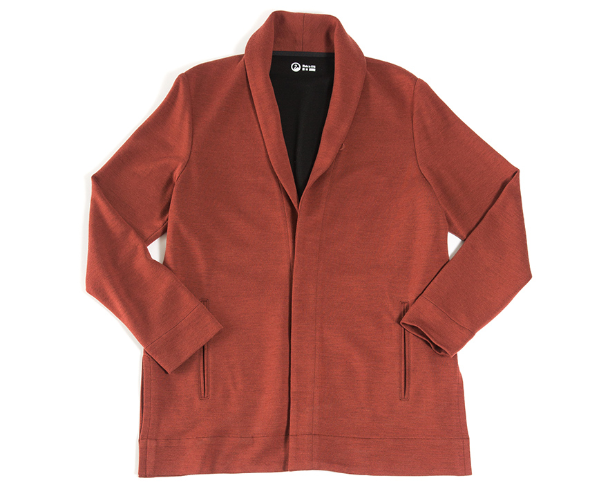Outlier - Clean Front Cardigan (Flat, Front, Red Earth)