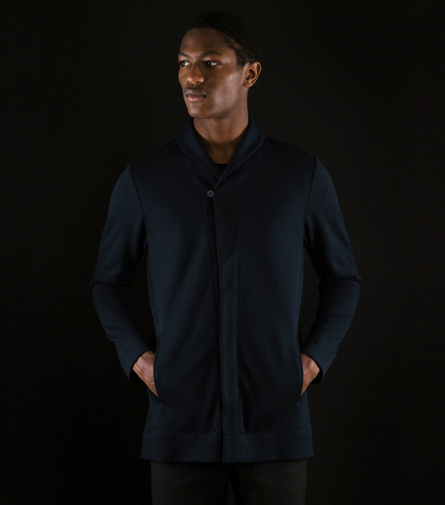 Outlier - Clean Front Cardigan (Fit, Front, Navy)