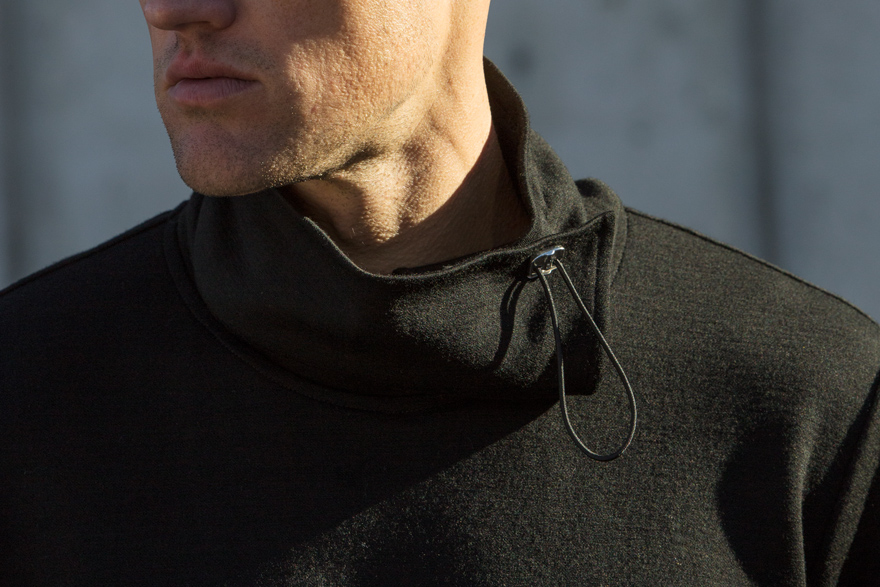 Outlier - Experiment 017 - Doublefine Merino Funnelneck (story, collar down and loose)
