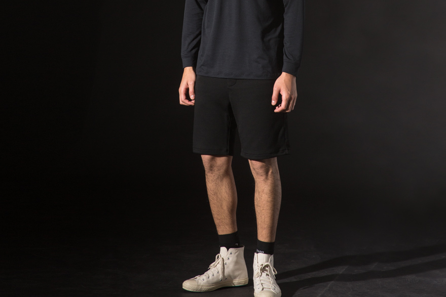 Outlier - Doublefine Merino House Shorts (story, black with shoes)