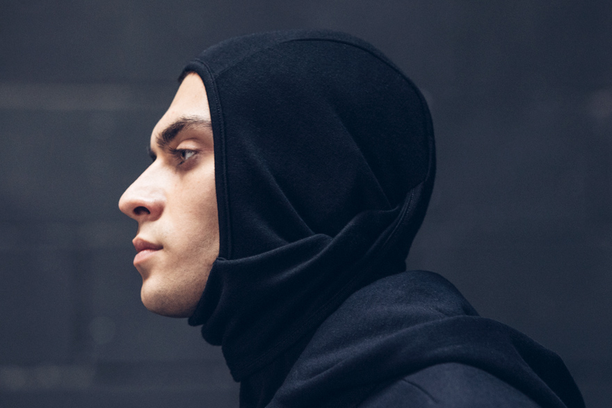 Outlier - Doublefine Merino Balaclava (story, pulled down)