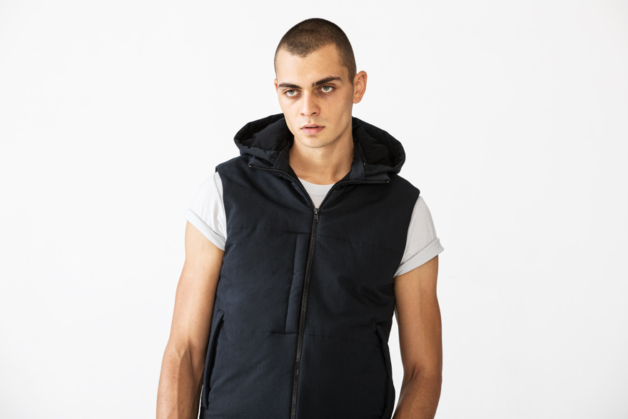 Outlier - Experiment 045 - Doublewool Hooded Vest (close up)