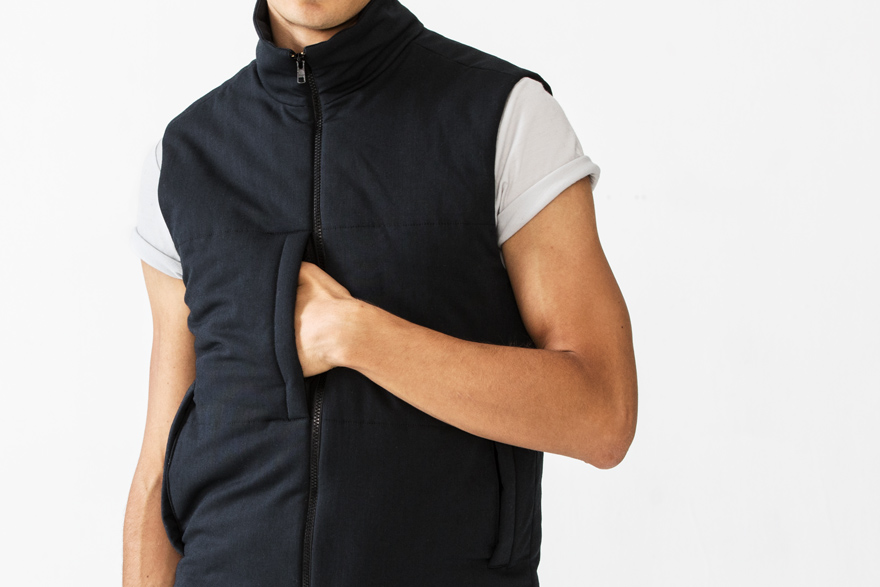 Outlier - Experiment 045 - Doublewool Hooded Vest (chest pocket)