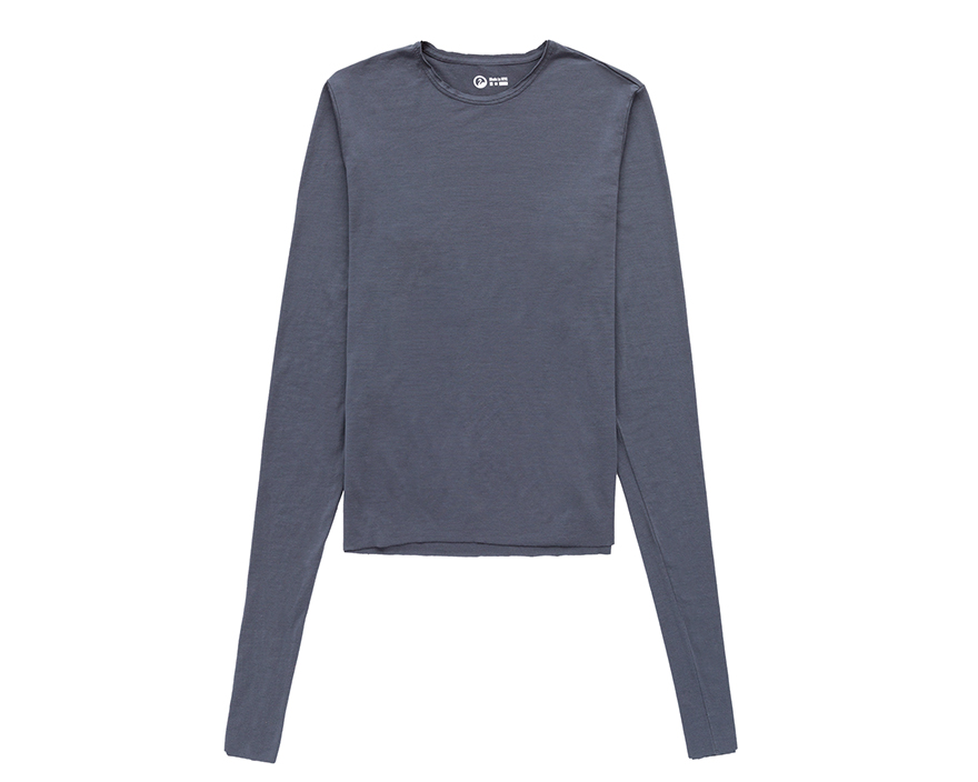 Outlier - Experiment 210 - Gostwyck Raw Cut Long Sleeve (Flat, Bluegray, Front)