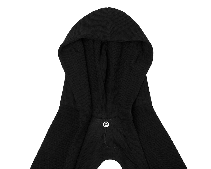 Outlier - Experiment 071 - Feral Merino Waffle Hooded Scarf (flat, hood)