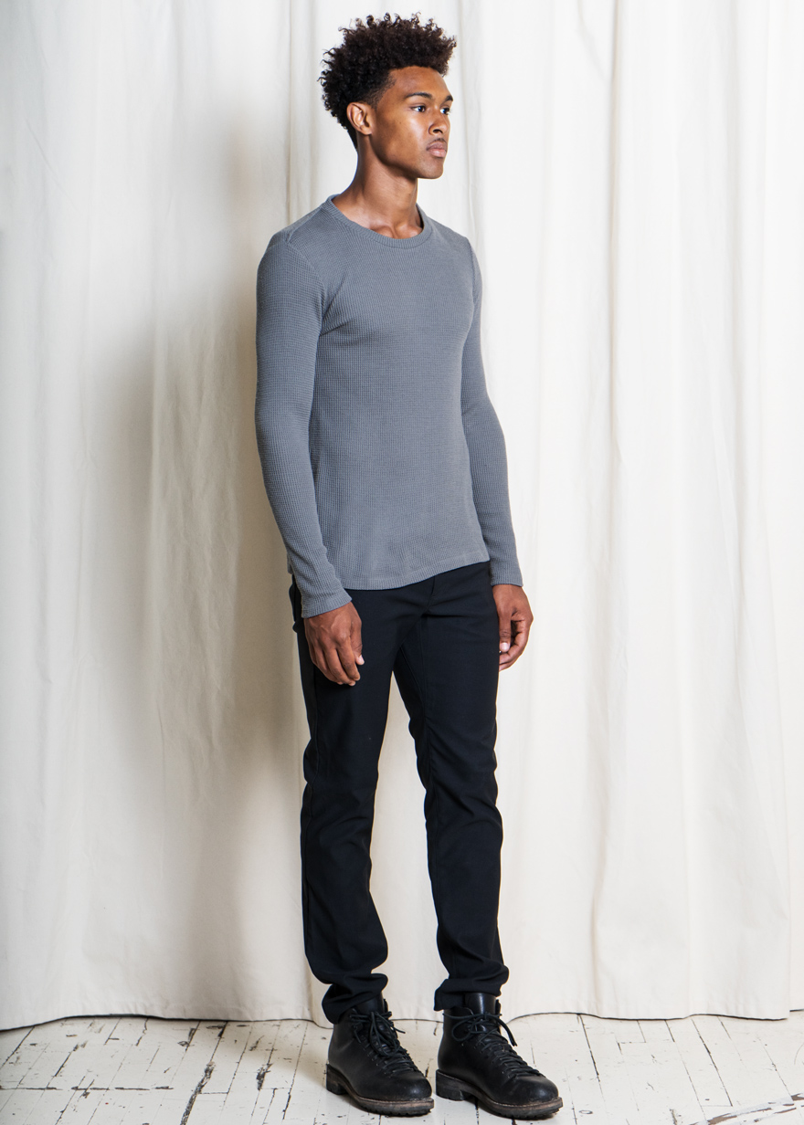 Outlier - Feral Merino Waffle Longsleeve (fit, angled)