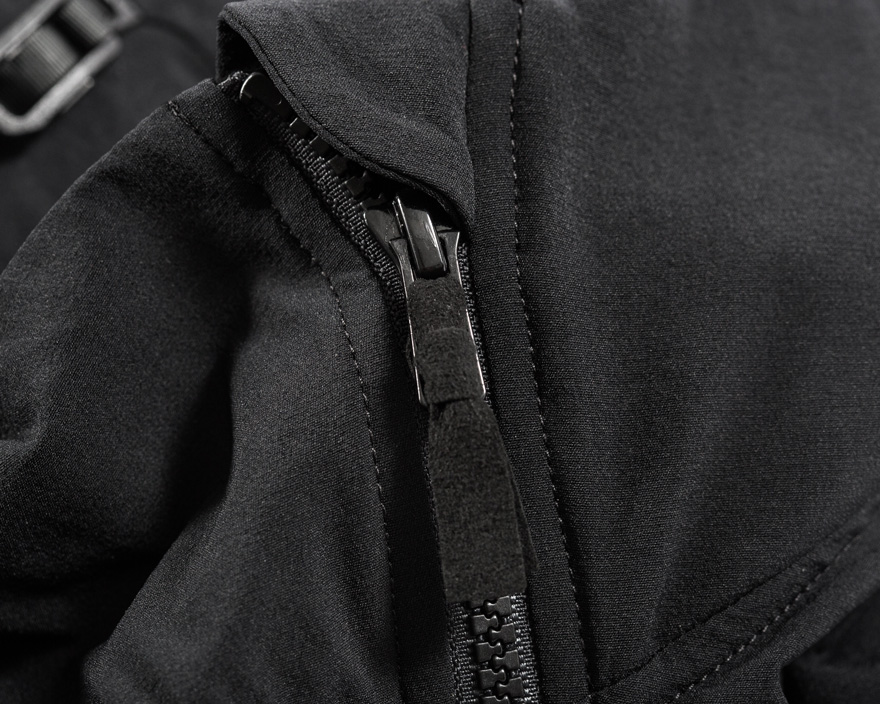 Outlier - Freeshell (flat, black zipper pull detail)