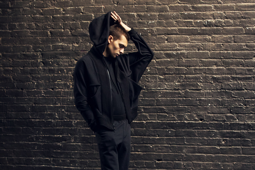 Outlier - Experiment 052 - Hard/co Merino Myth Hoodie (story, touching hood)
