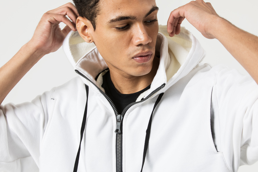 Outlier - Experiment 051 - Hard/co Merino Rawcut Hoodie (story, white details)