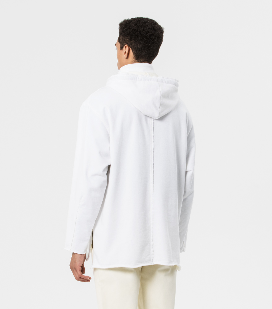 Outlier - Experiment 051 - Hard/co Merino Rawcut Hoodie (fit, back)
