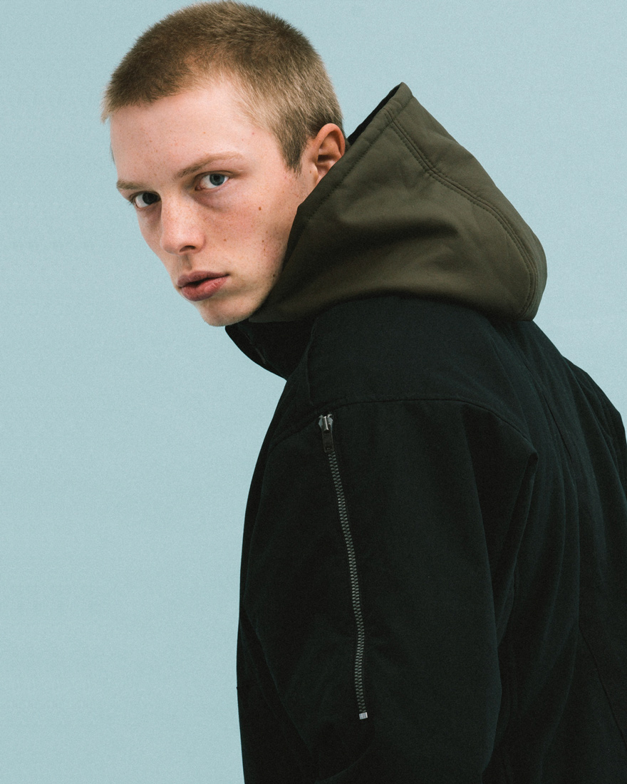 Outlier - Hardcore Hooded Bomber (story, side zipper close up)