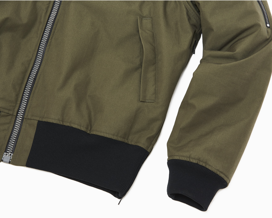 Outlier - Hardcore Hooded Bomber (flat, front pocket and cuff)