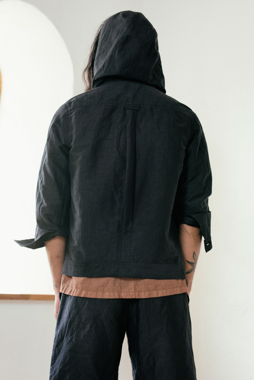 Outlier - Injected Linen Hooded (story, straight on back shot)