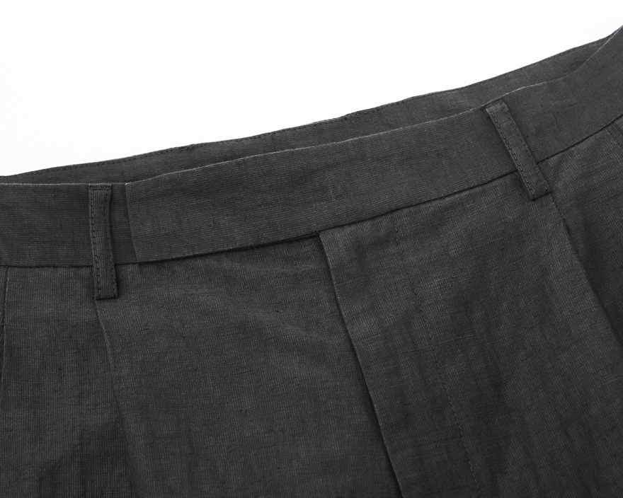 Outlier - Injected Linen Pleated Pants (flat, waistband detail)