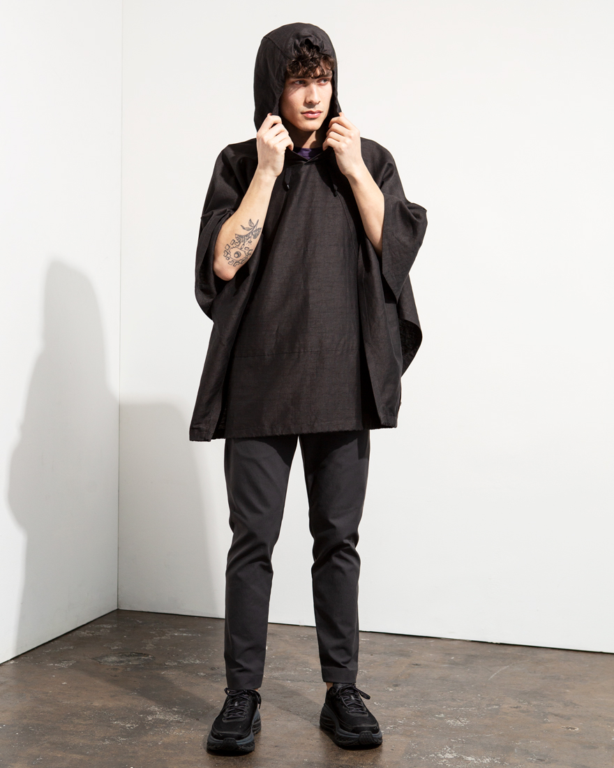Outlier - Experiment 174 - Injected Linen Poncho (fit, hood up)