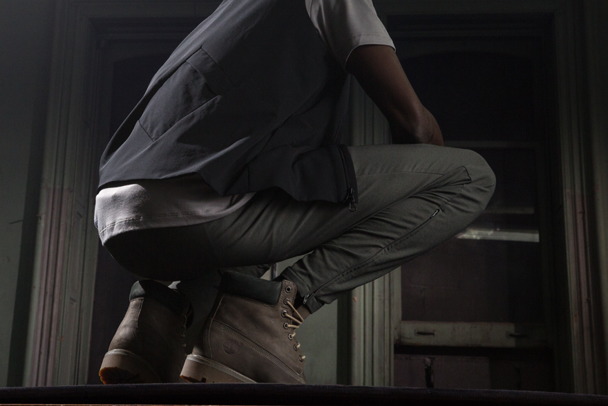 Outlier - M-Back Track Pants (story, crouching)