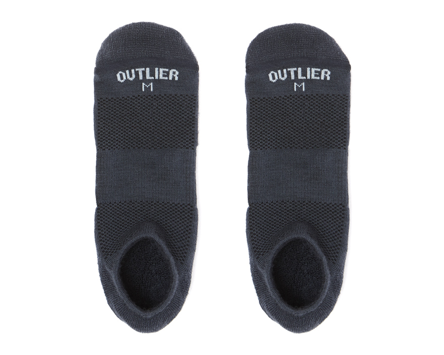 Outlier - Megafine Merino Lows (flat, midnight gray from above)