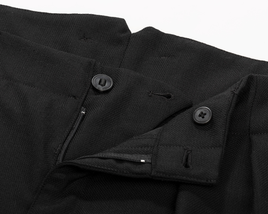 Outlier - Experiment 158 - Open Wool Pleated Pants (flat, button detail)