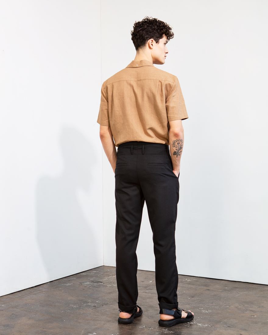 Outlier - Experiment 158 - Open Wool Pleated Pants (fit, back)
