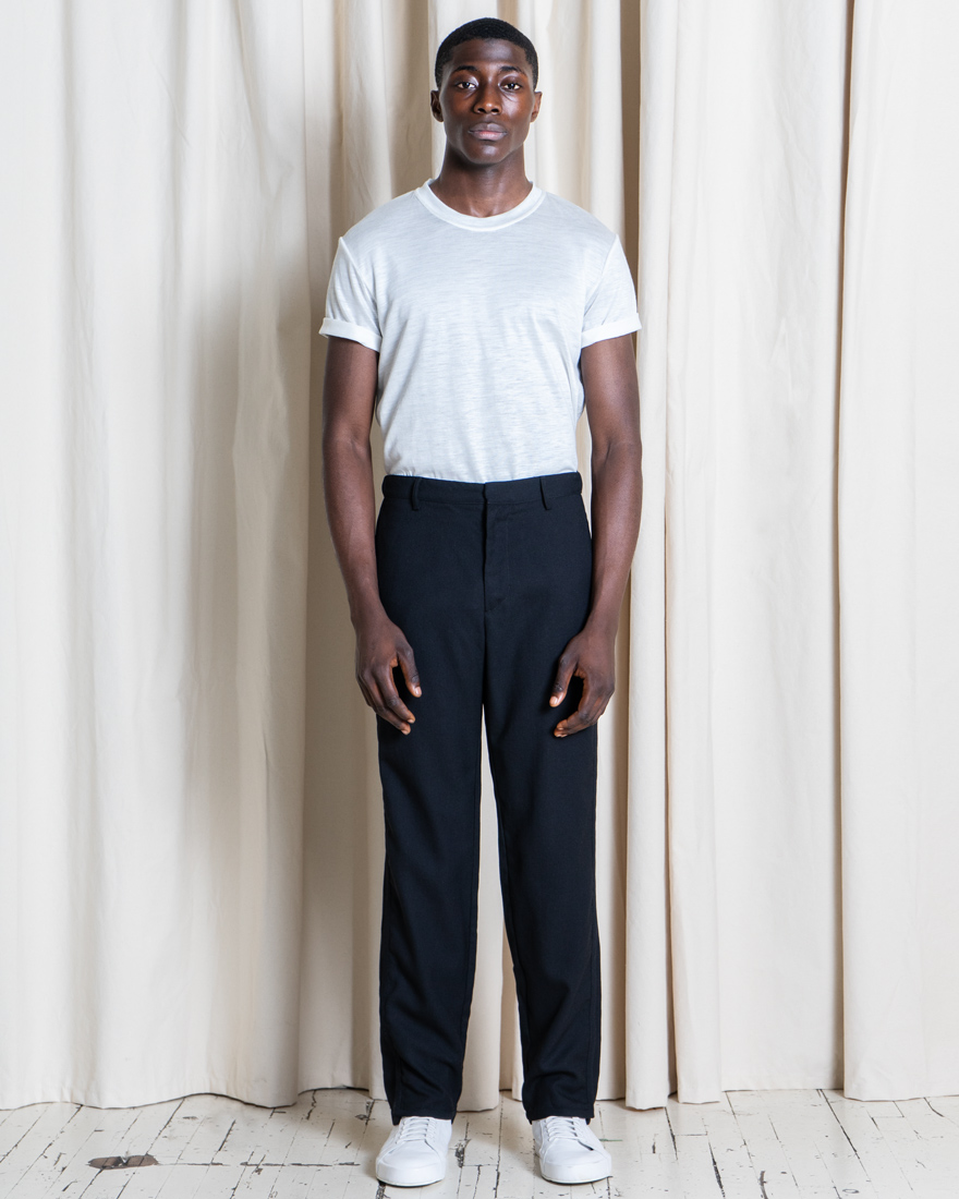 Outlier - Experiment 099 - Open Wool Stripe Pant (fit, front)