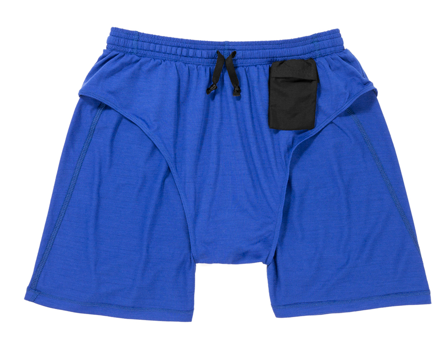 Outlier - Experiment 168 - Runweight Merino Louche Shorts (flat, default blue lining)