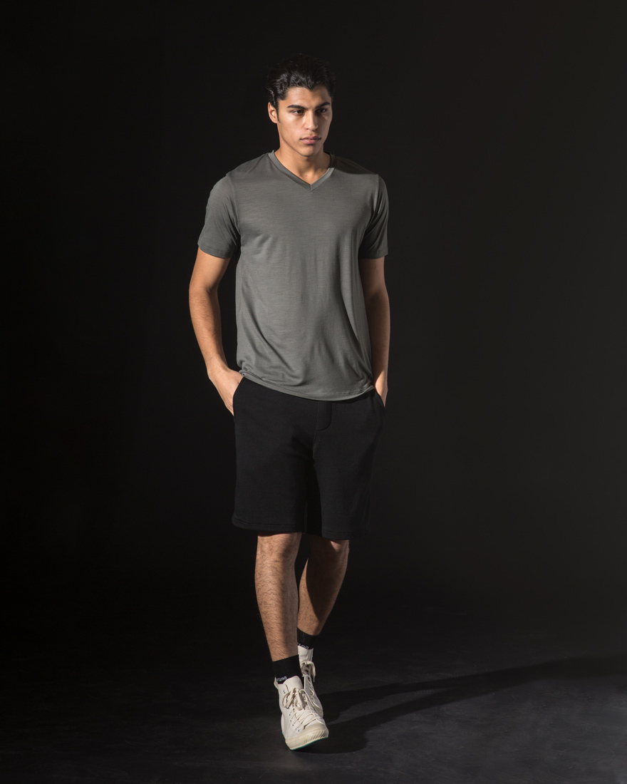 Outlier - Runweight Merino V-Neck (Olive Drab with houseshorts)