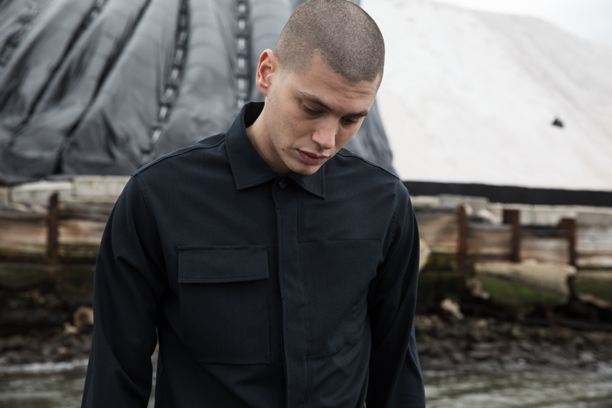 Outlier - Wool 6,6 Hard Shirt (story, looking down)