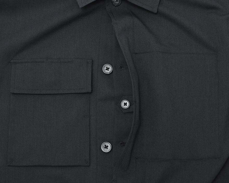 Outlier - Wool 6,6 Hard Shirt (flat, hidden buttons)