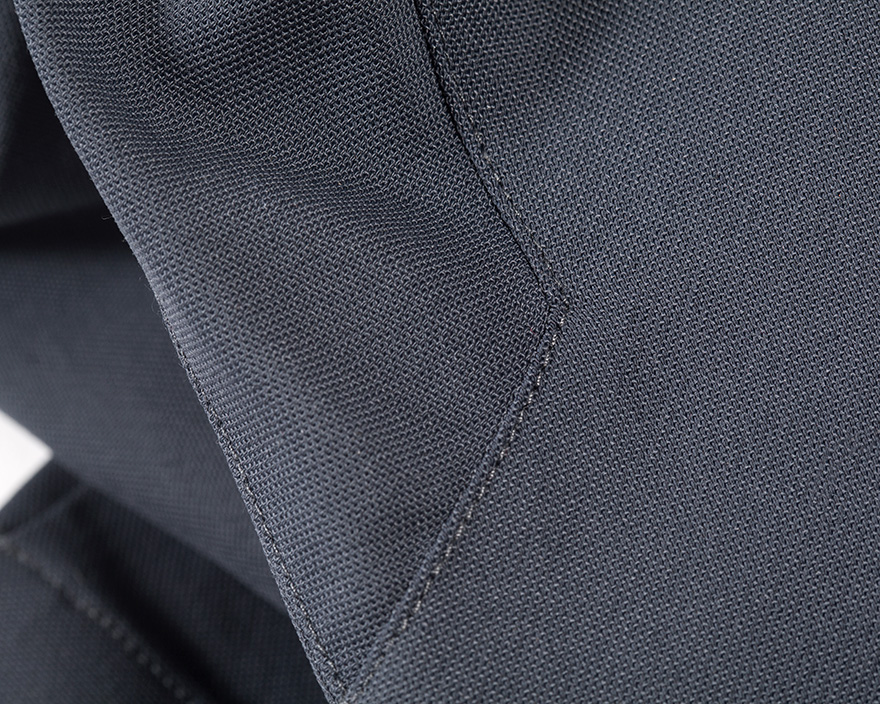 Outlier - Workcloth Longcrops (detail, gusset, bluetint gray)